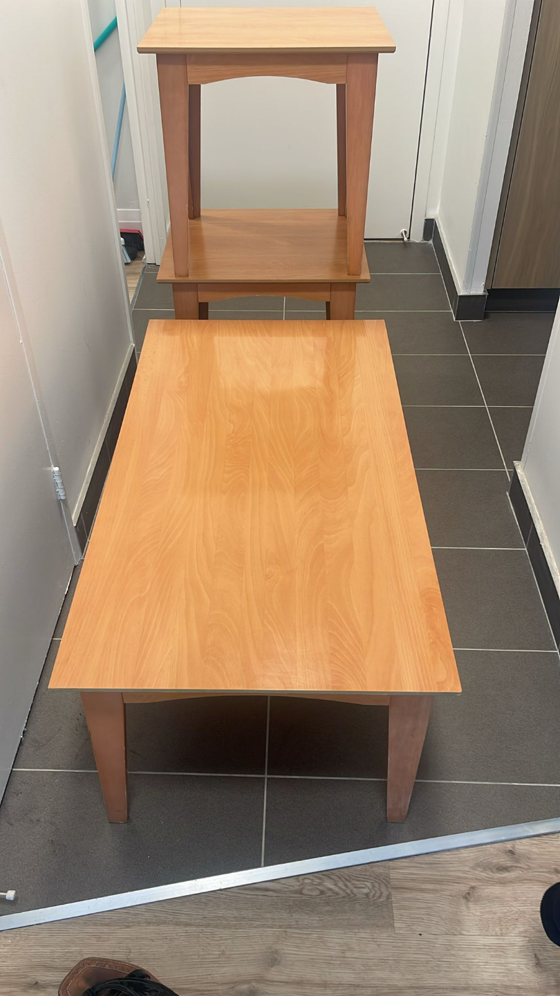Three-Piece Wooden Coffee Table Set