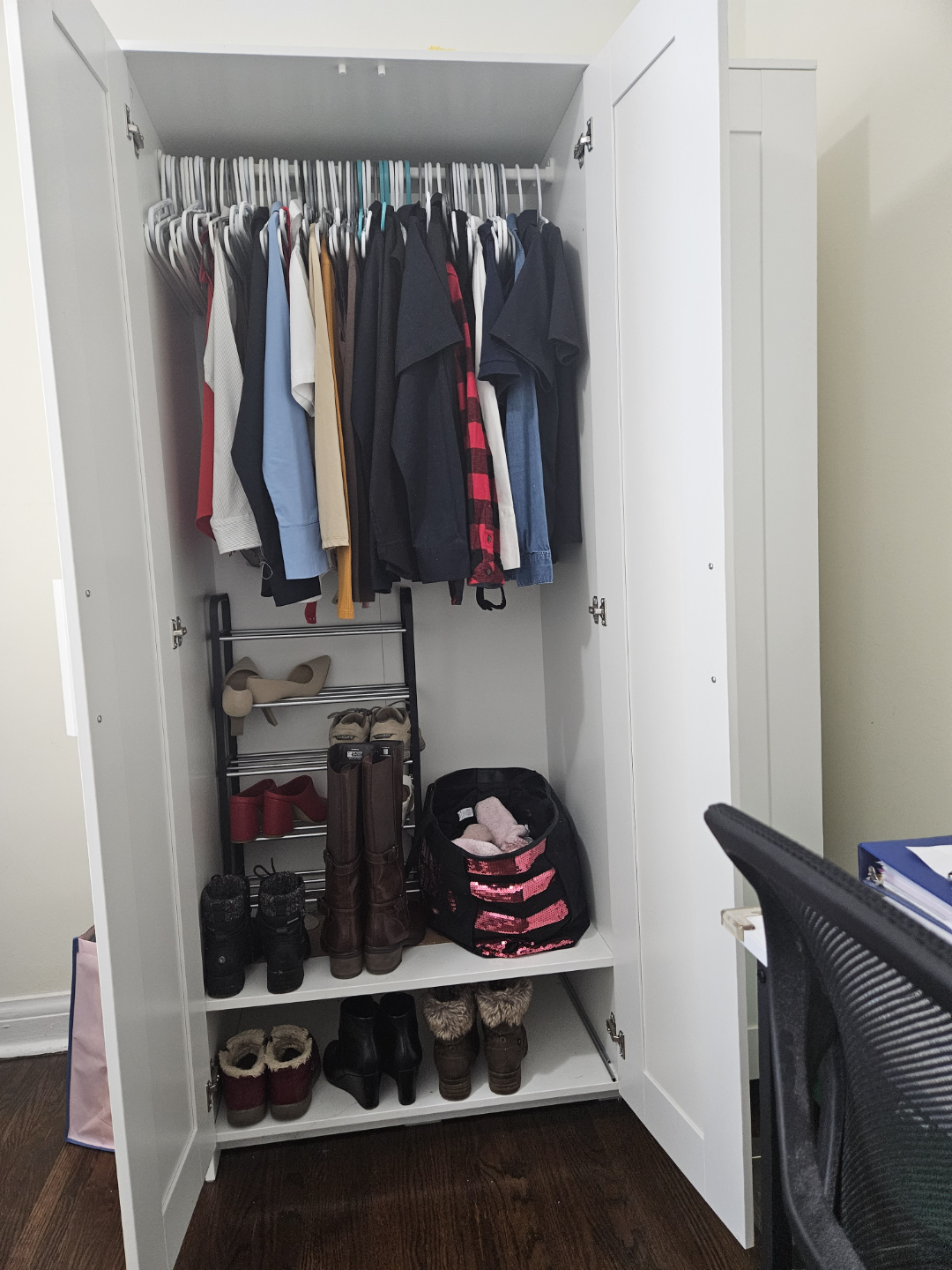 White Wardrobe Armoire with Mirror - photo 3