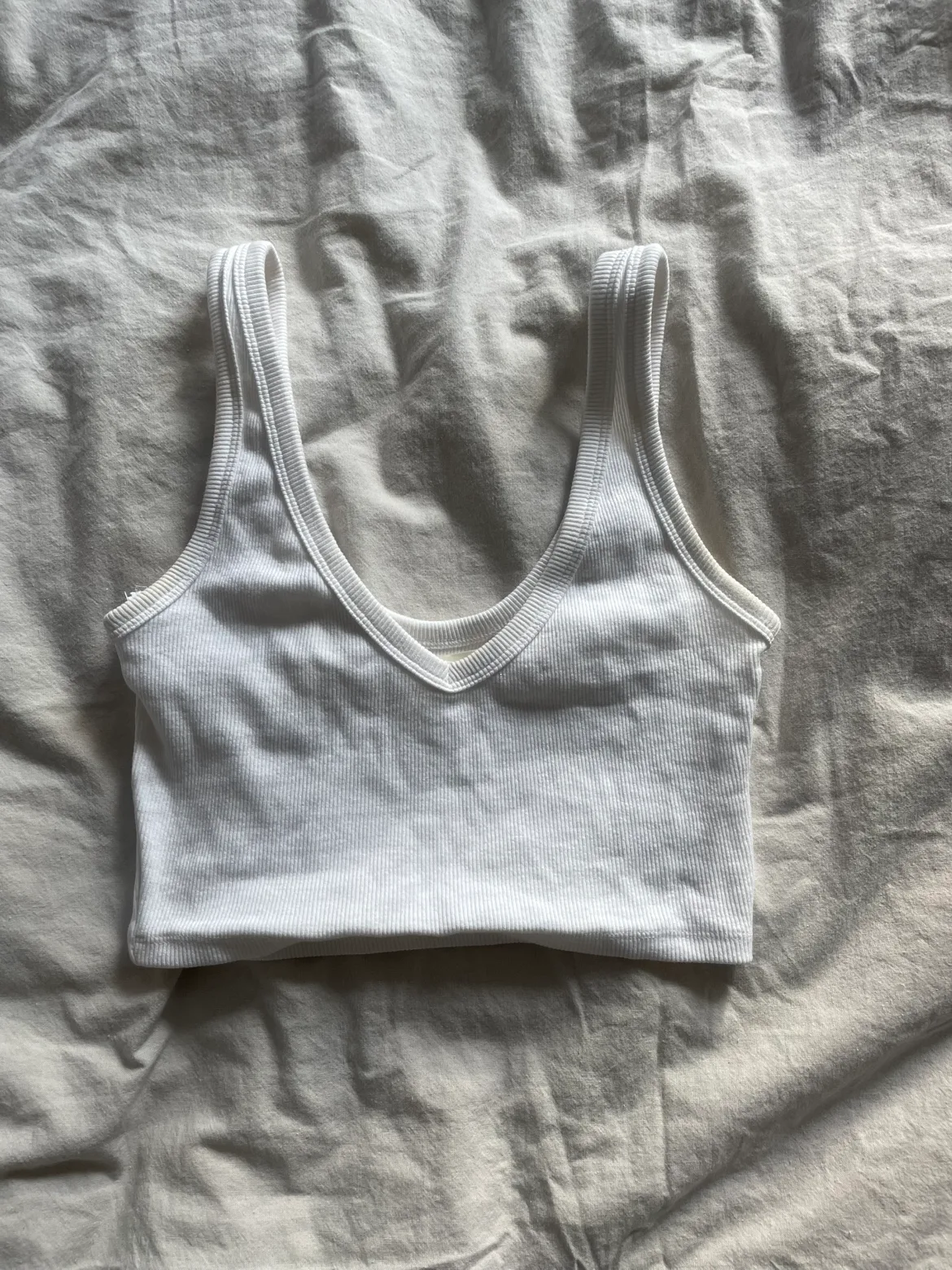 White Cropped V-Neck Top thumbnail