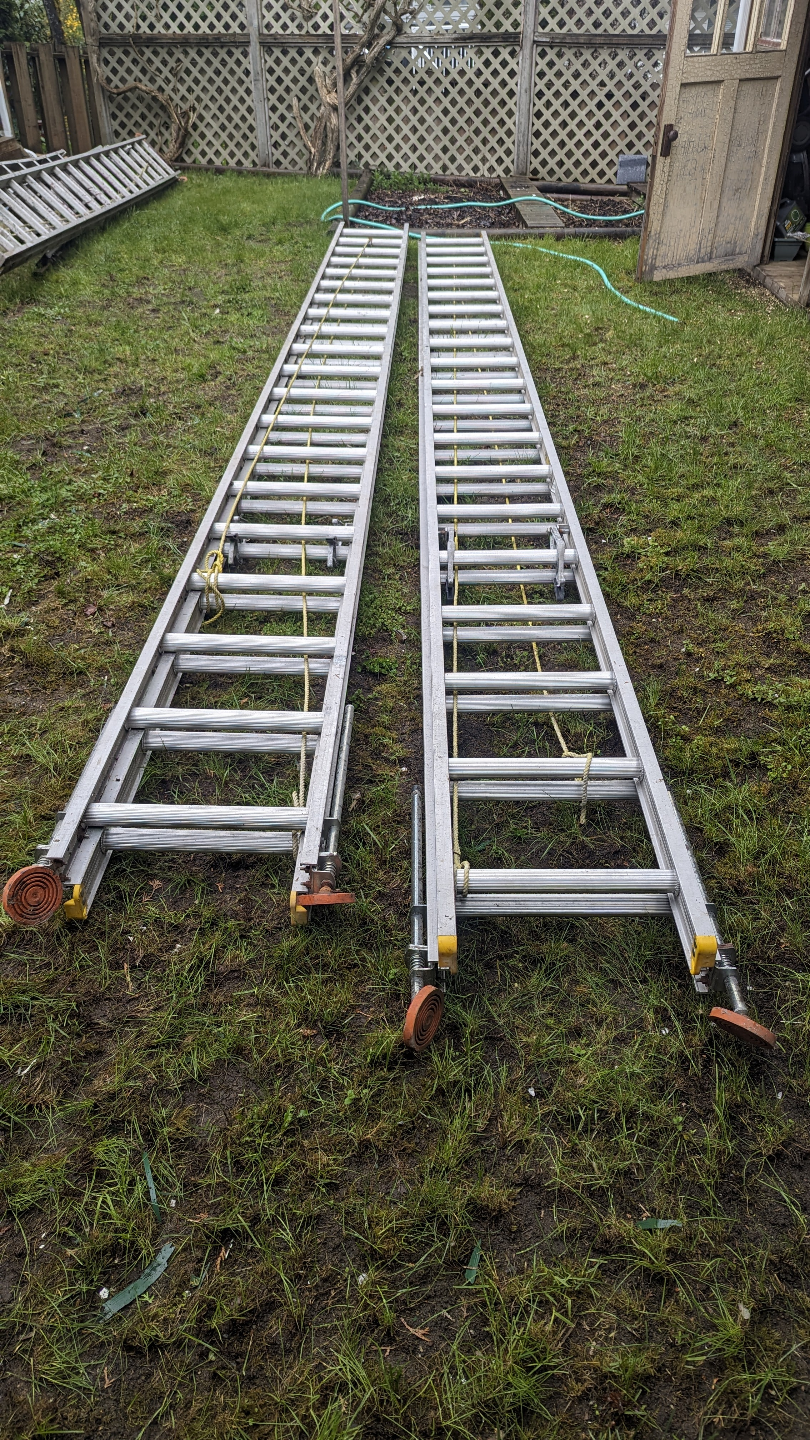 Pair of Al-Right 40ft Heavy-Duty Industrial Extension Ladders