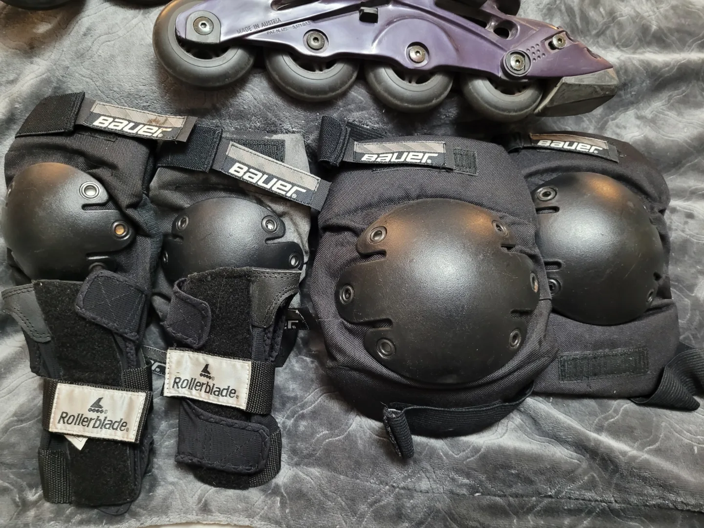 Vintage Roller Blades with Bauer Protective Gear image indicator(4)