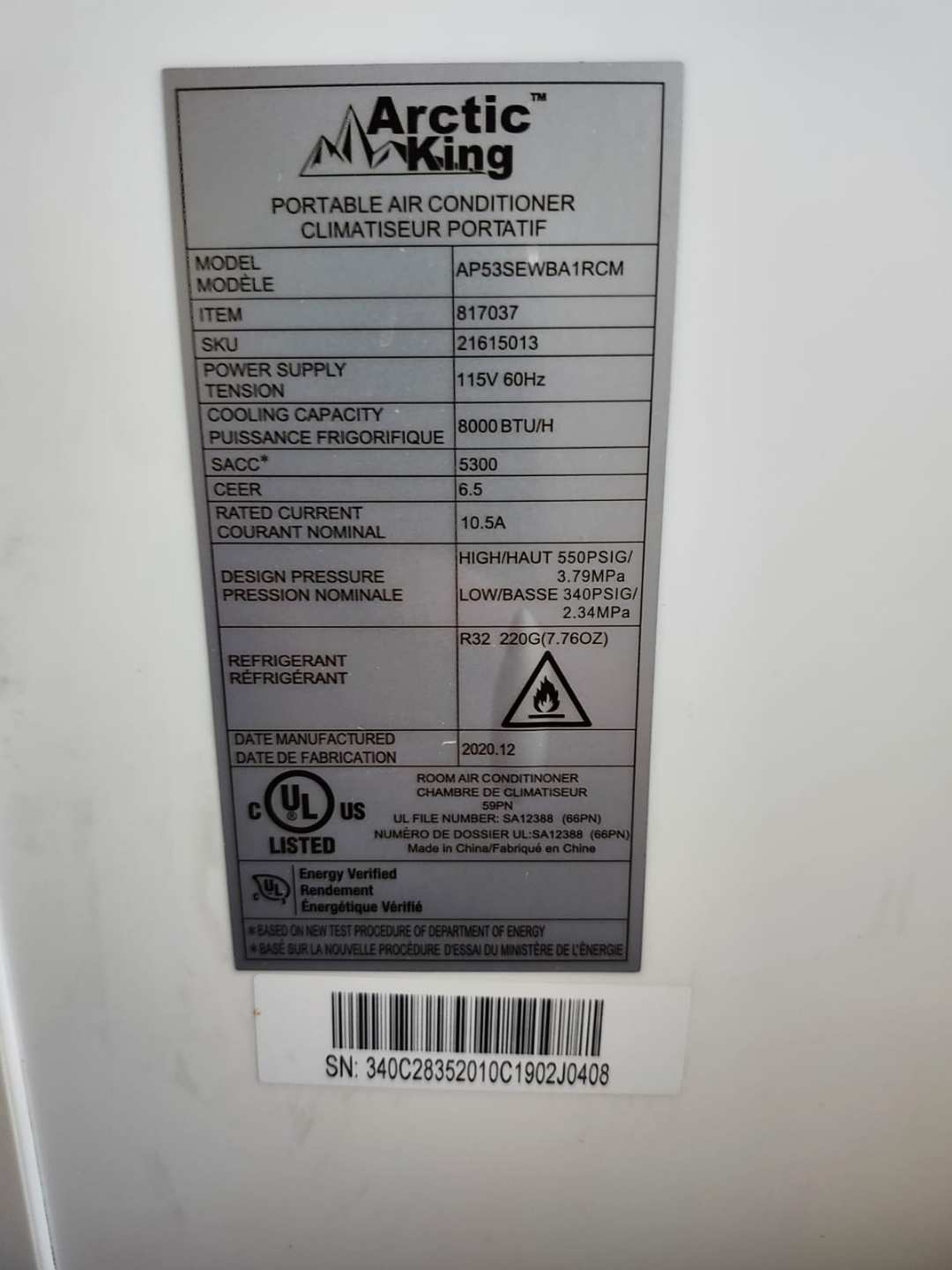 Arctic King Portable Air Conditioner - AP53SEWBA1RCM - photo 5