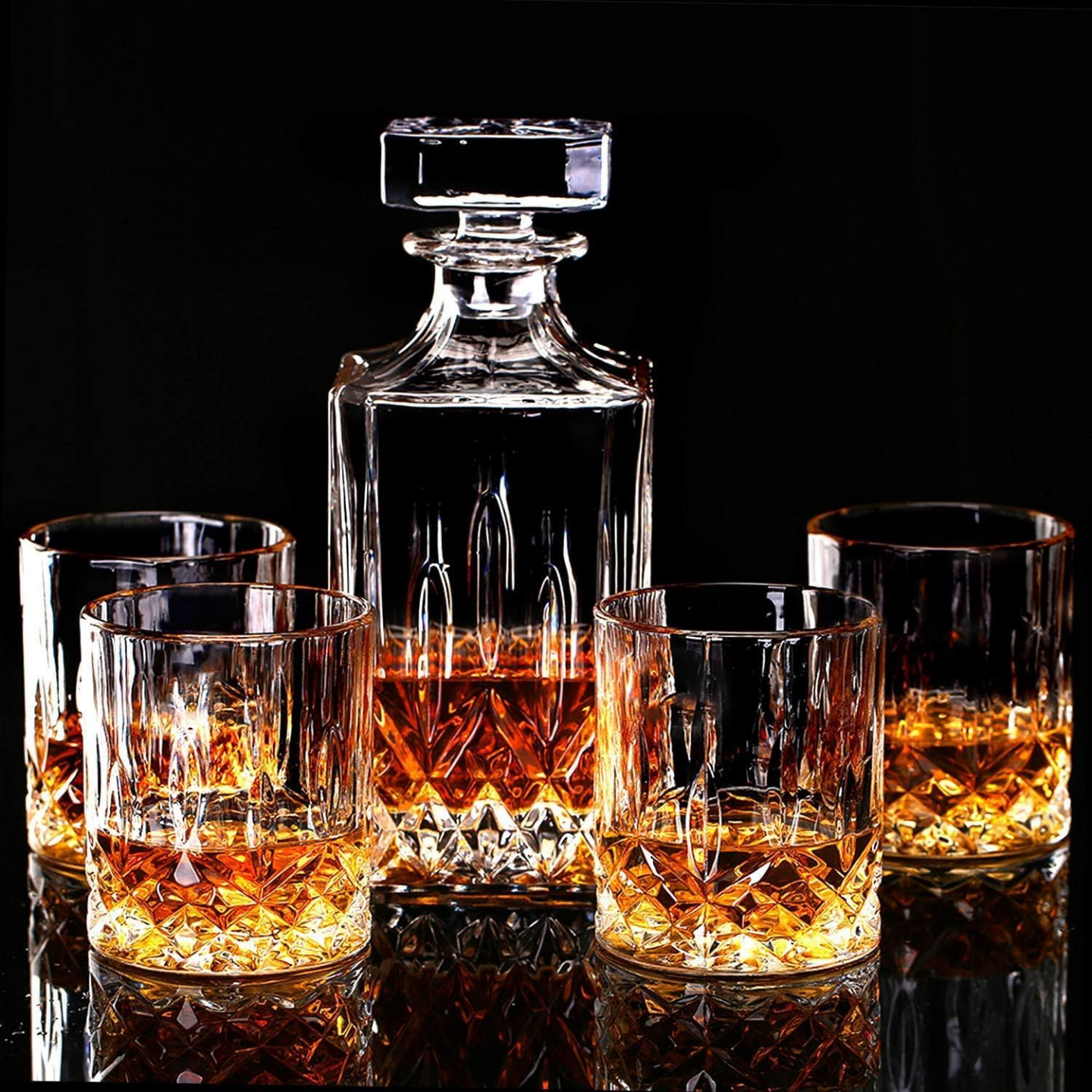 Lighten Life Luxury Whiskey Set - Decanter and Four Glasses
