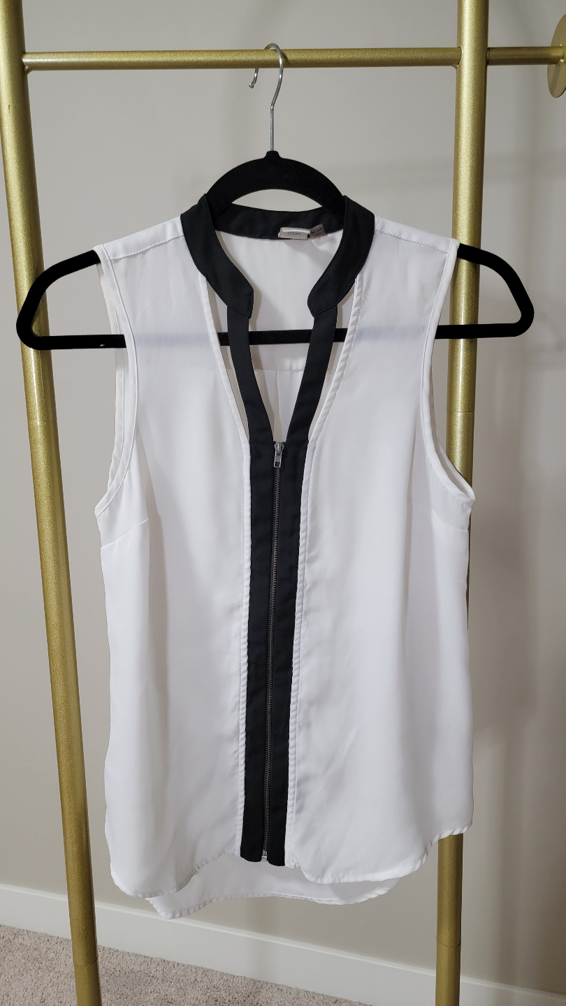 Simons TWIK White and Black Sleeveless Blouse - photo 3