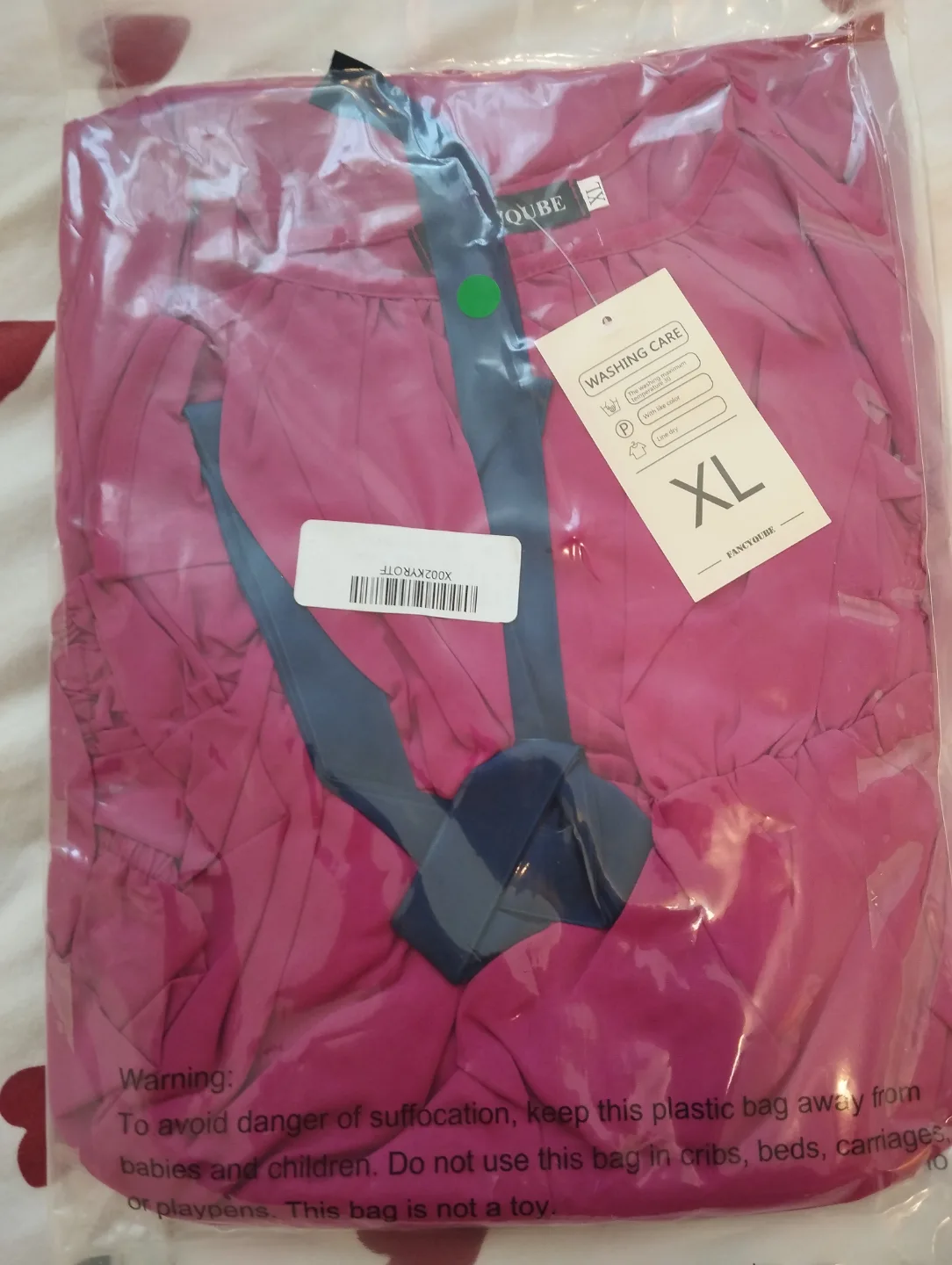 Fuchsia Pink Maxi Dress with Puff Sleeves - Size XL thumbnail