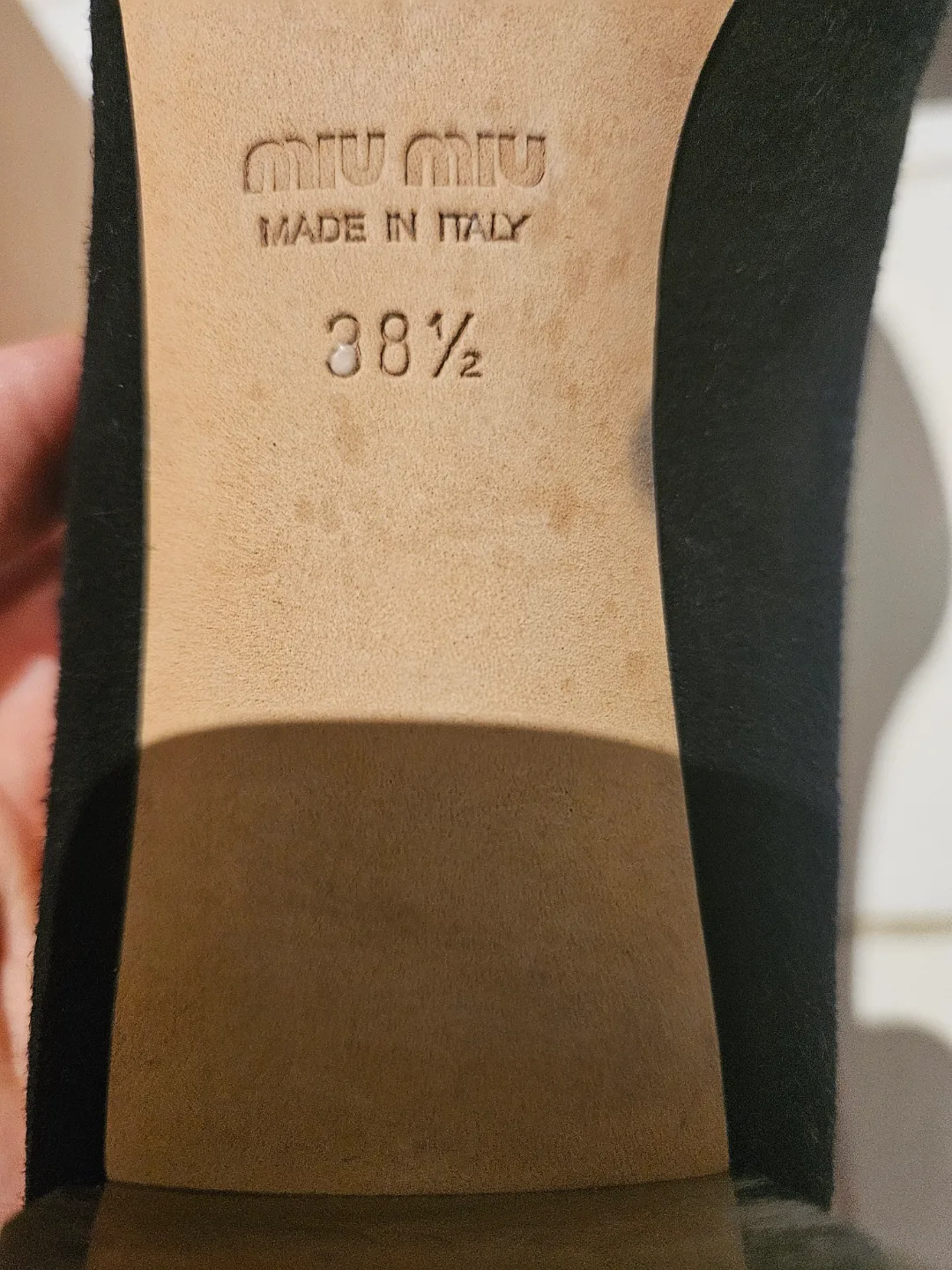 Miu Miu Black Suede Heels Size 38 1/2 image indicator(4)