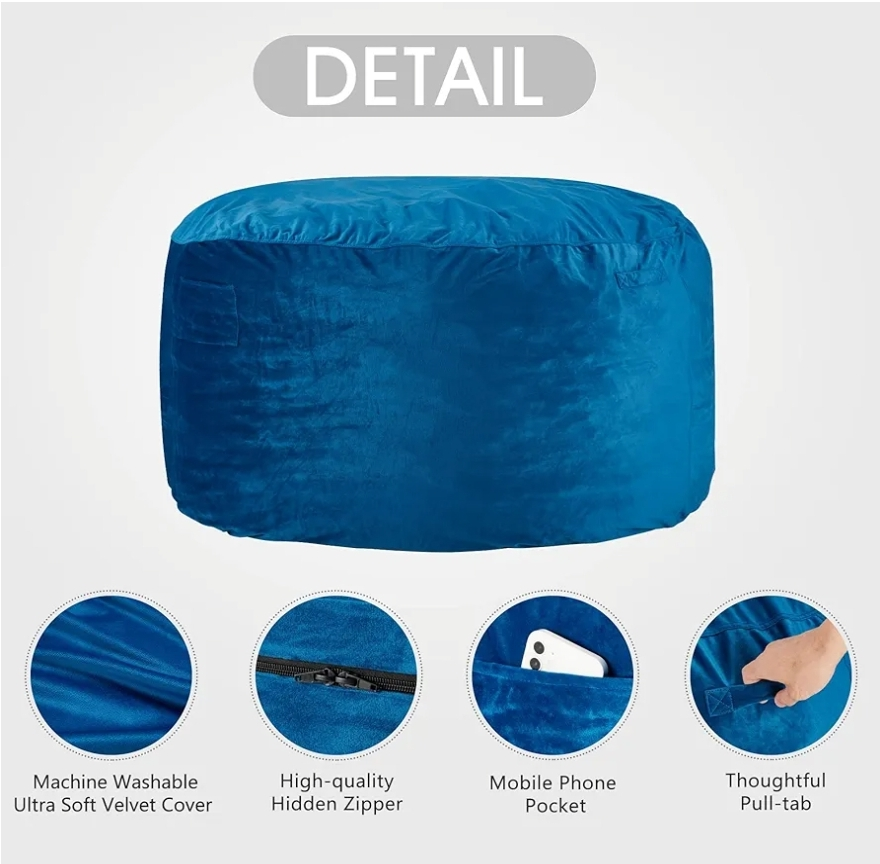 HABOTWAY Bean Bag Chair - Blue Velvet Cover
