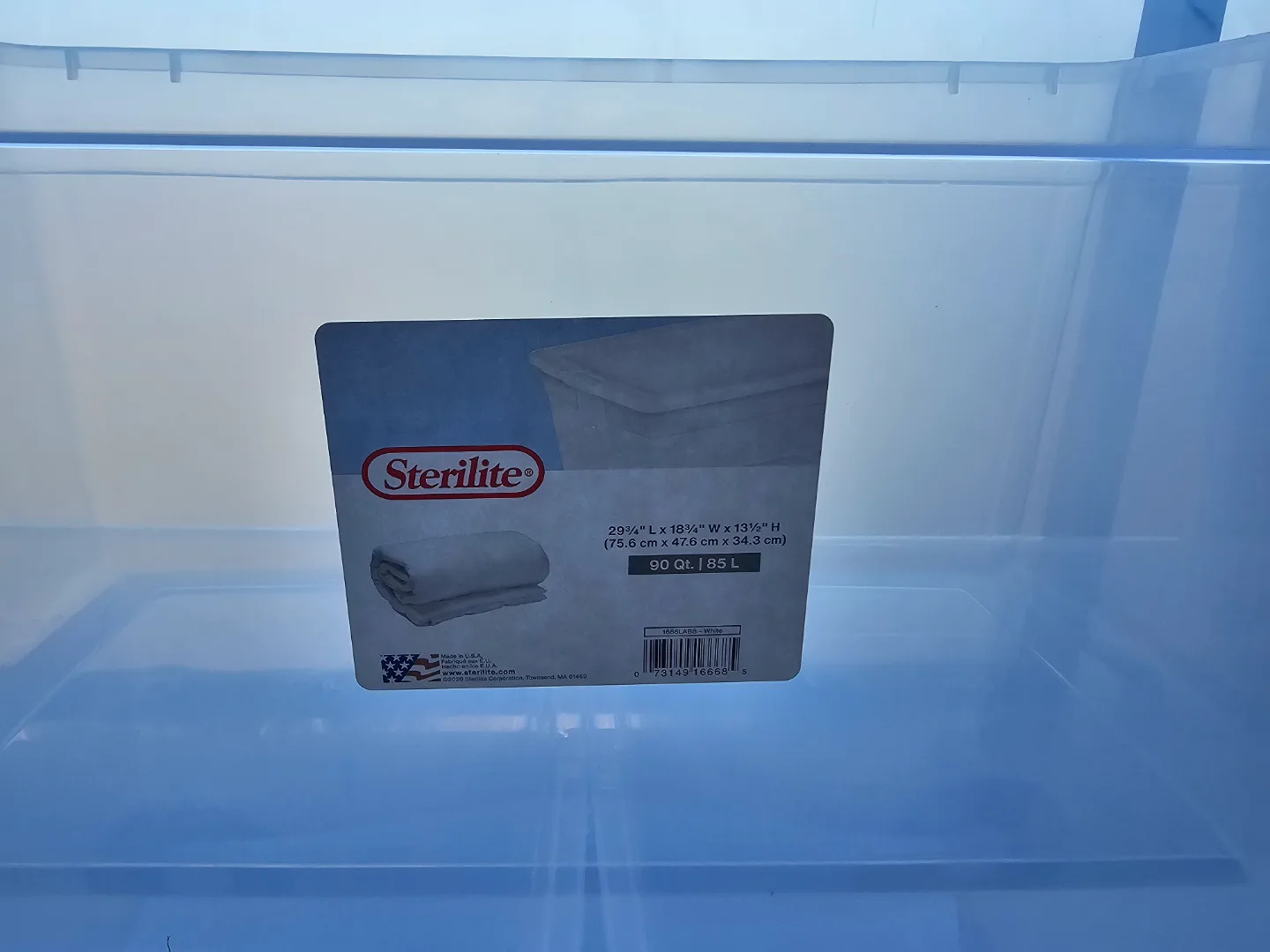 Sterilite 85 L/90 QT. Storage Box w/ Lid, White **CRACKED** image indicator(2)