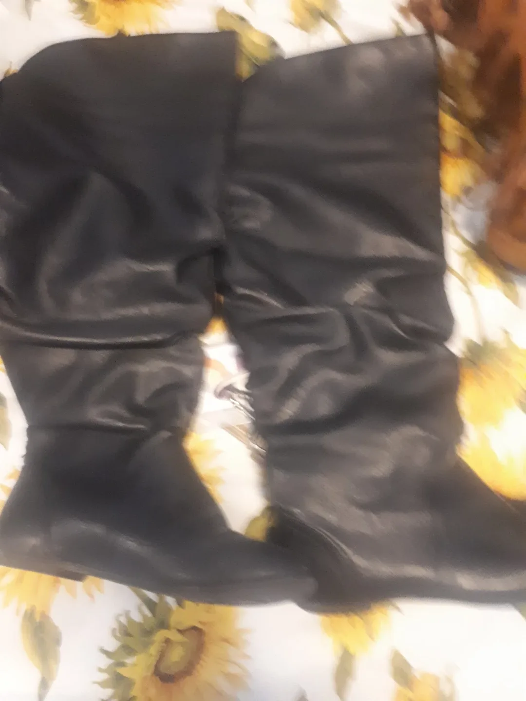 Black Leather Slouch Boots thumbnail