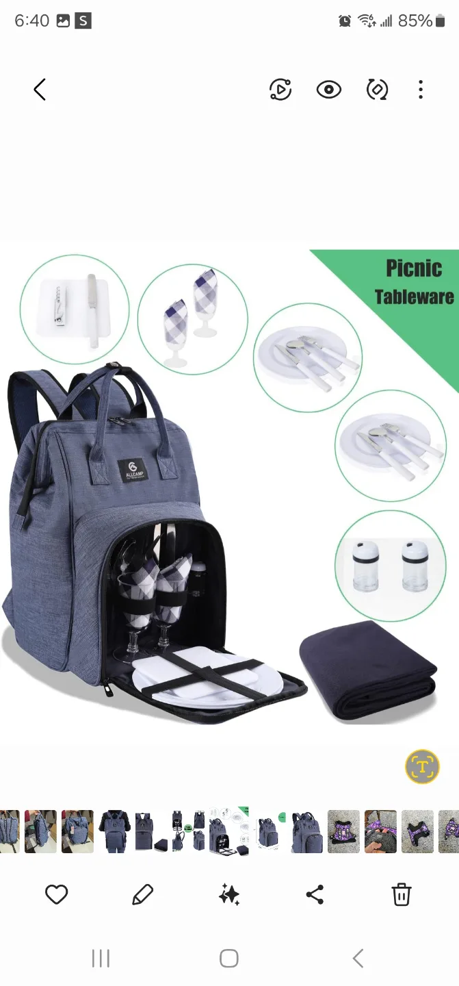 ALLCAMP OUTDOOR GEAR Picnic Backpack for 2 Person W/ Fleece .. thumbnail