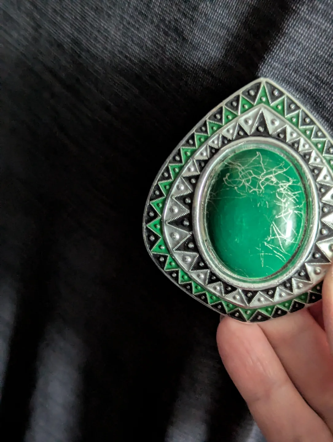 Vintage Green and Silver Tone Brooch image indicator(2)