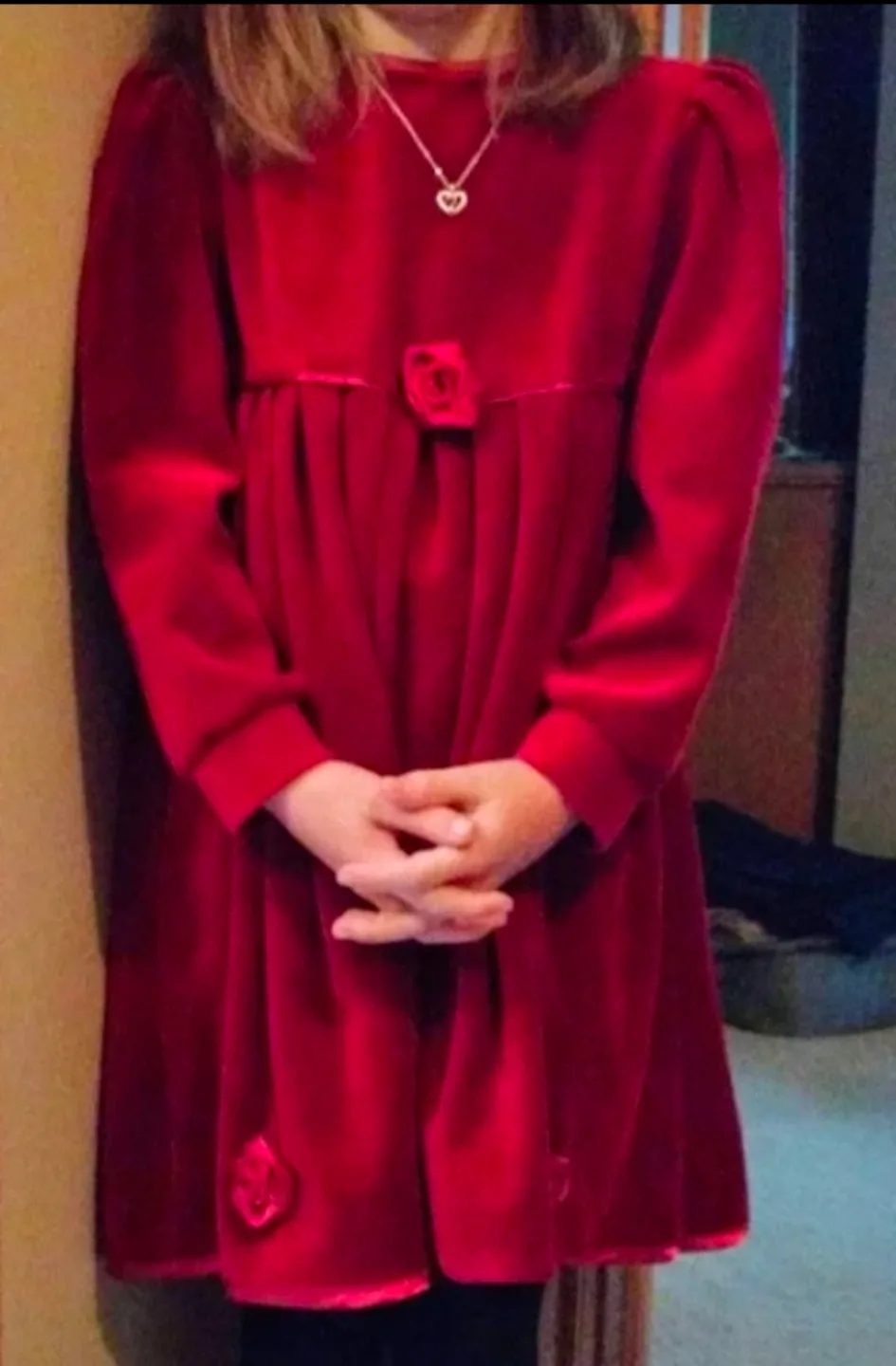 Girl's Red Velvet Dress image indicator(2)