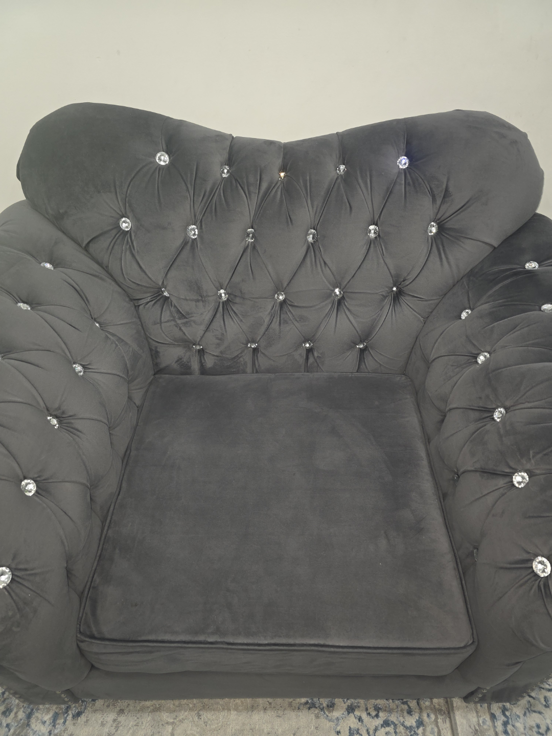 Dark Grey Velvet Sofa and Accent Table - photo 2