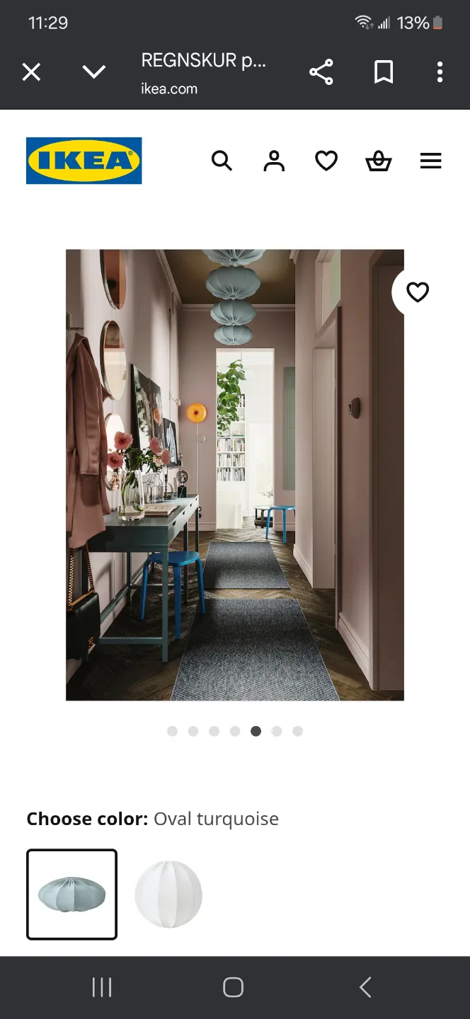 IKEA REGNSKUR Pendant Lamp - Oval Turquoise image indicator(5)