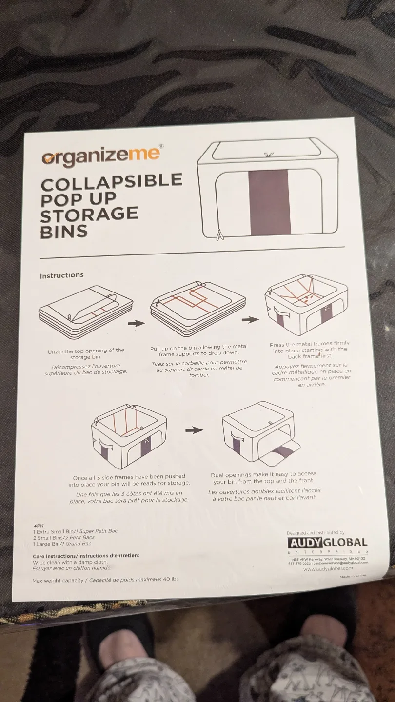 OrganizeMe Collapsible Pop Up Storage Bins - Set of Four thumbnail