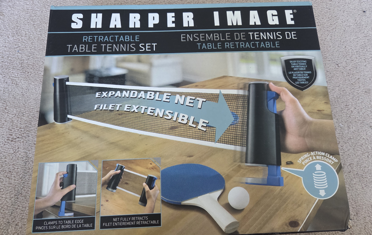 Sharper Image Retractable Table Tennis Set