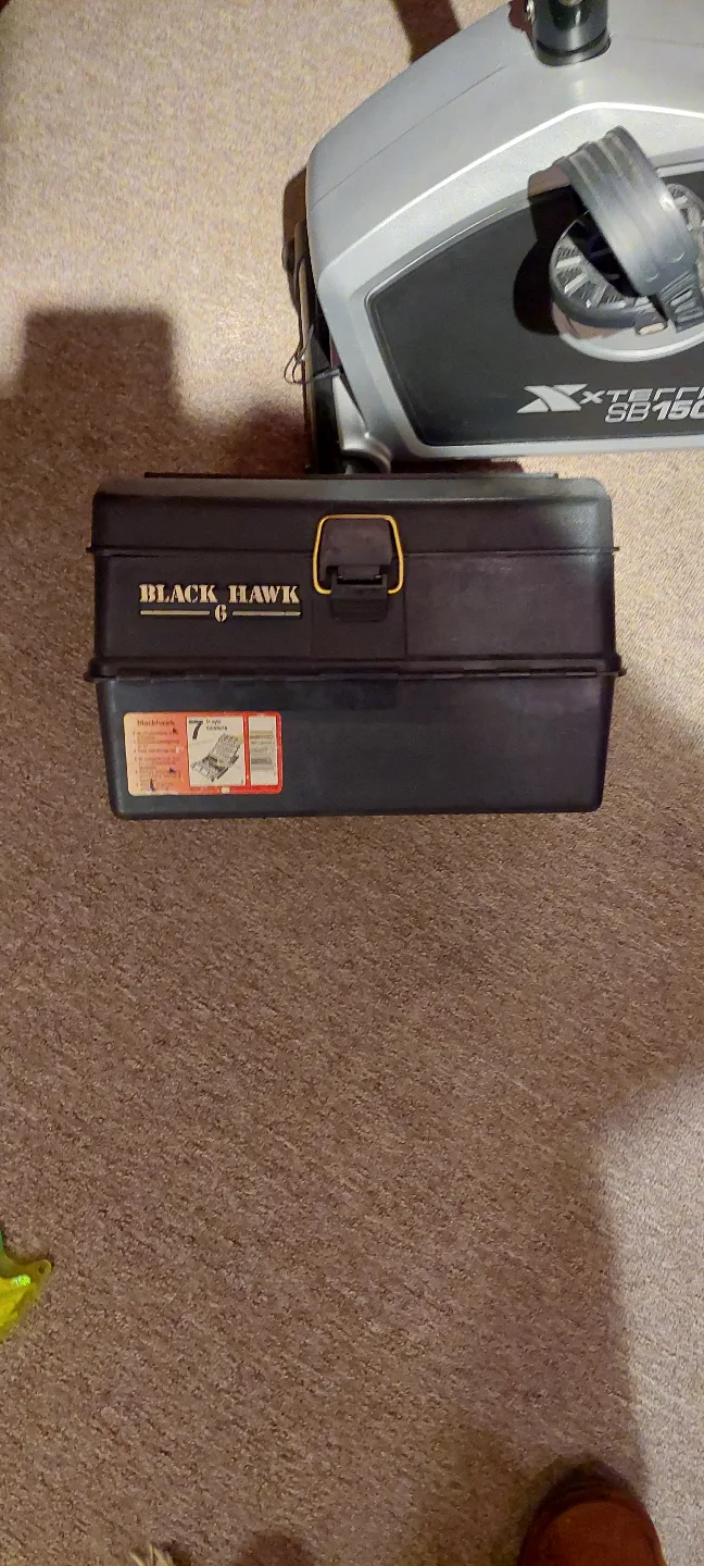 Black Hawk Tackle Box with Assorted Lures and Fishing Gear thumbnail