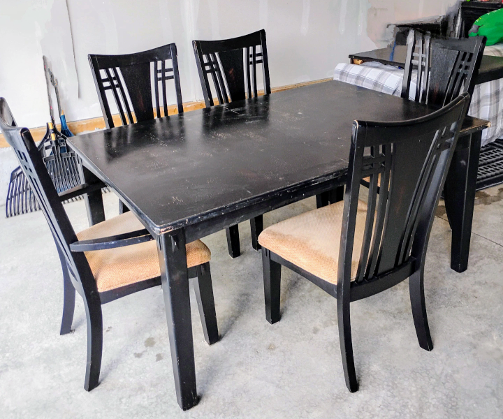 Black Dining Table and Five Chairs Set