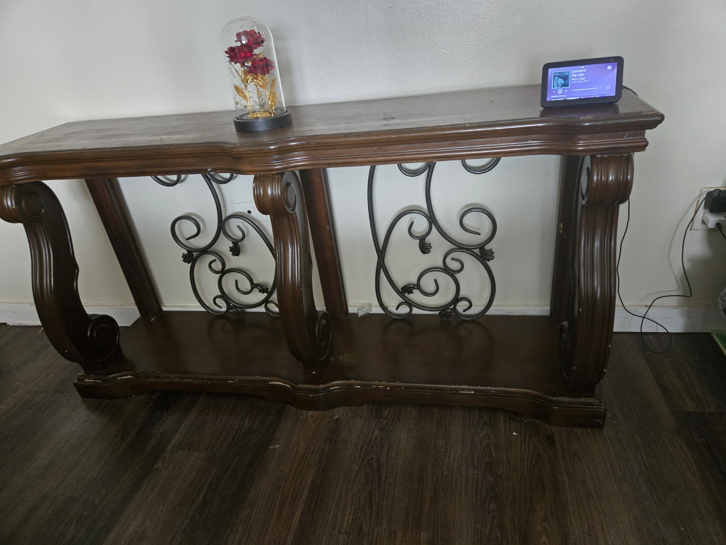 Dark Wood Console Table with Metal Accents - photo 2