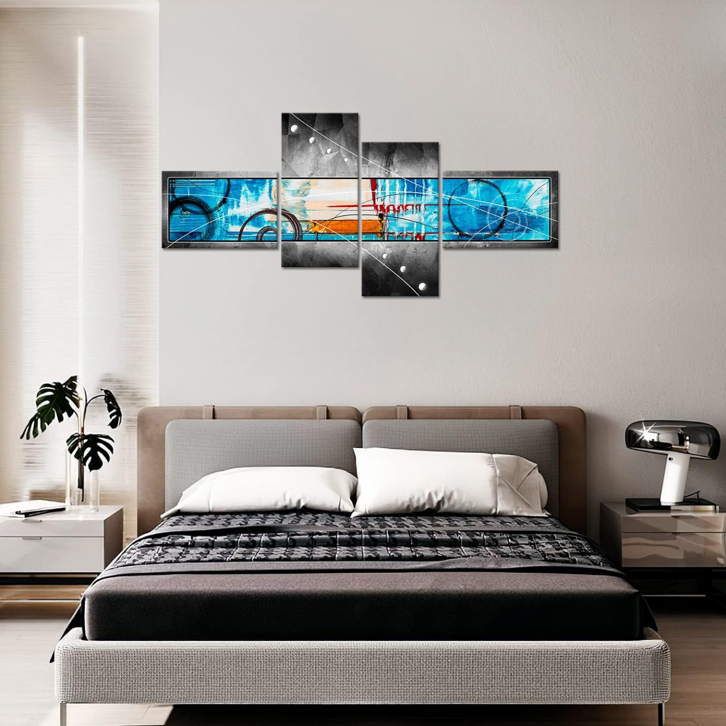Abstract Blue and Grey 5-Piece Canvas Wall Art - photo 2