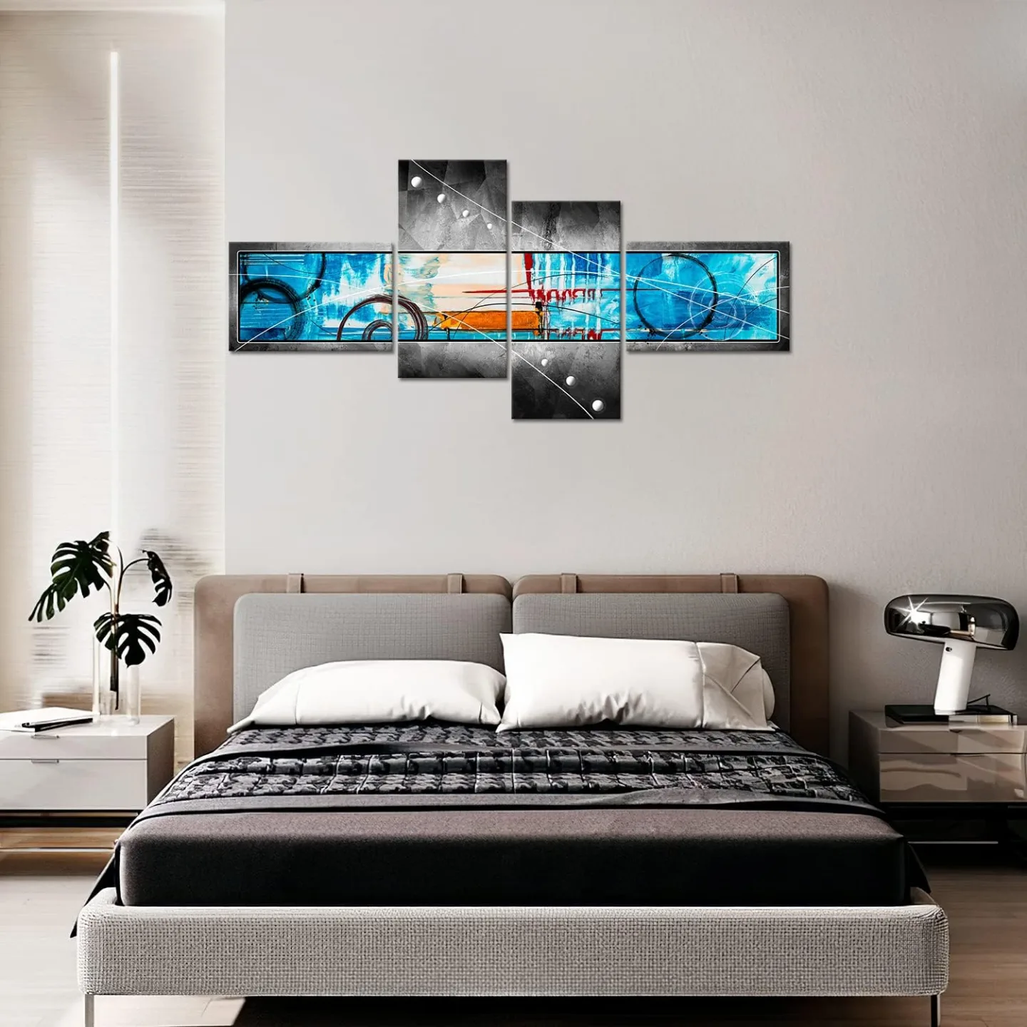 Abstract Blue and Grey 5-Piece Canvas Wall Art image indicator(2)