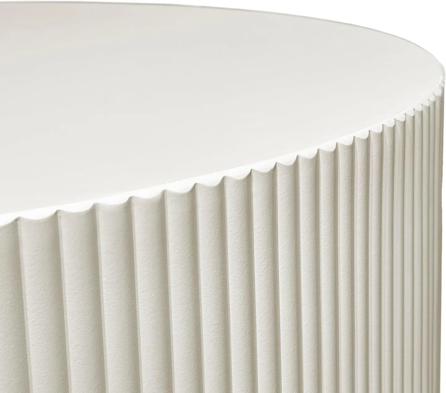 Minheola Modern Beige Round Coffee Table with Fluted Wave Design image indicator(10)