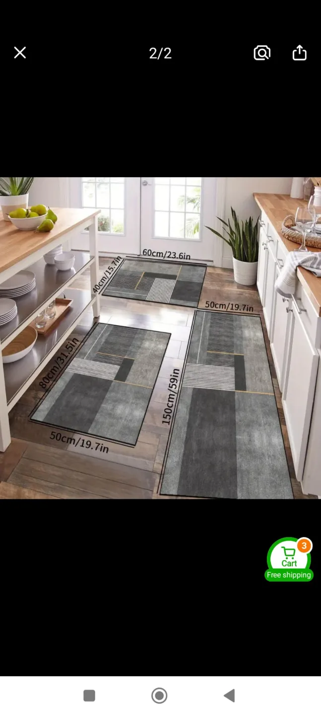 Brand New 3 pieces Modern Geometric Line Rectangular Floor Mat image indicator(7)