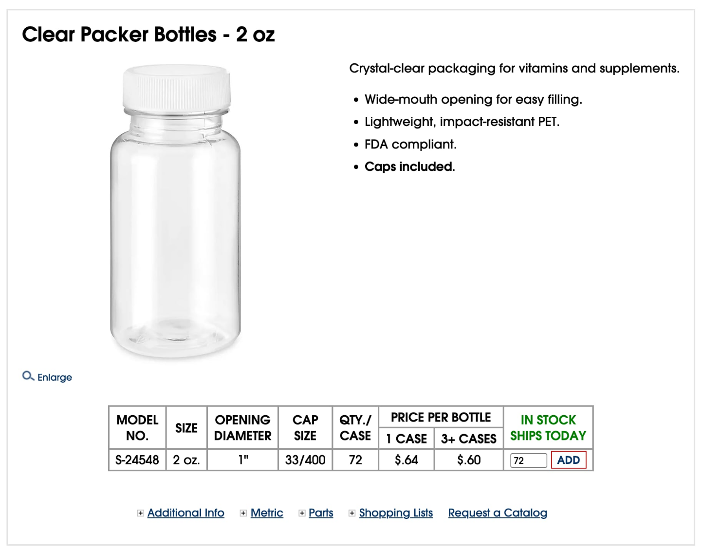 2oz Clear Packer Bottles [288 Bottles With Cap] - photo 2