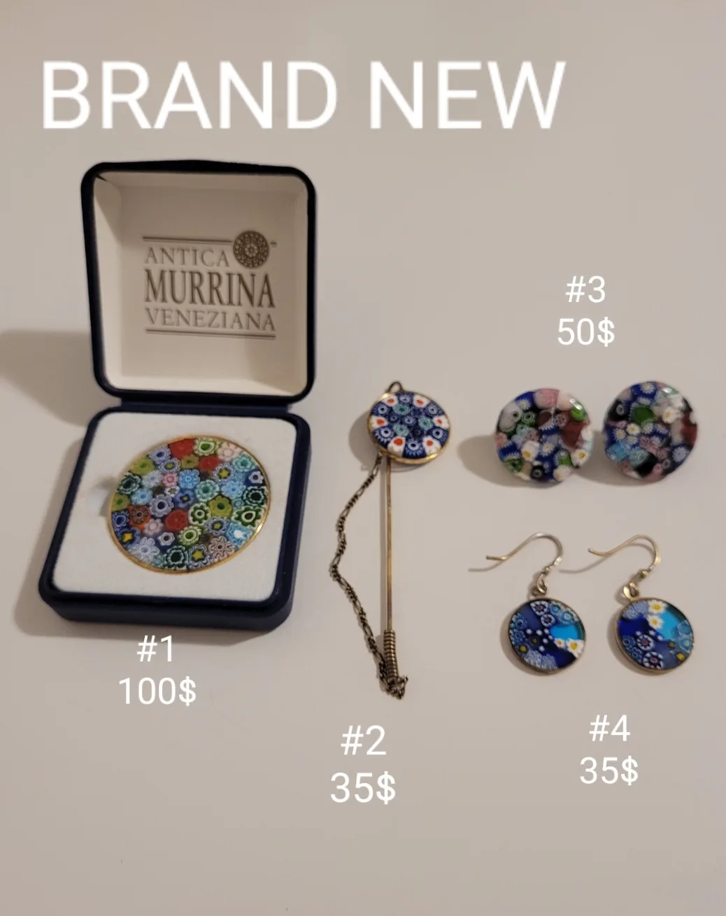 VINTAGE ANTICA MURRINA Veneziana Brooch, Earrings Set from 80's image indicator(7)