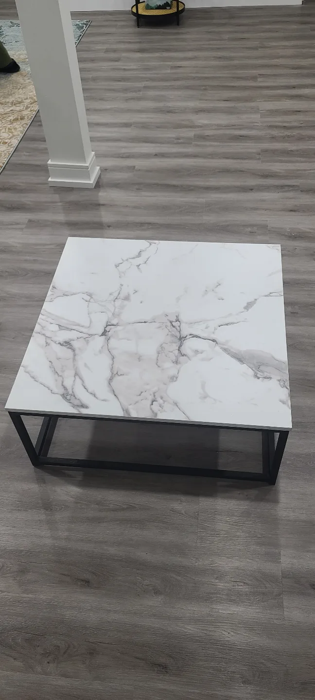 Modern Coffee Table - Marble Top & Black Frame thumbnail