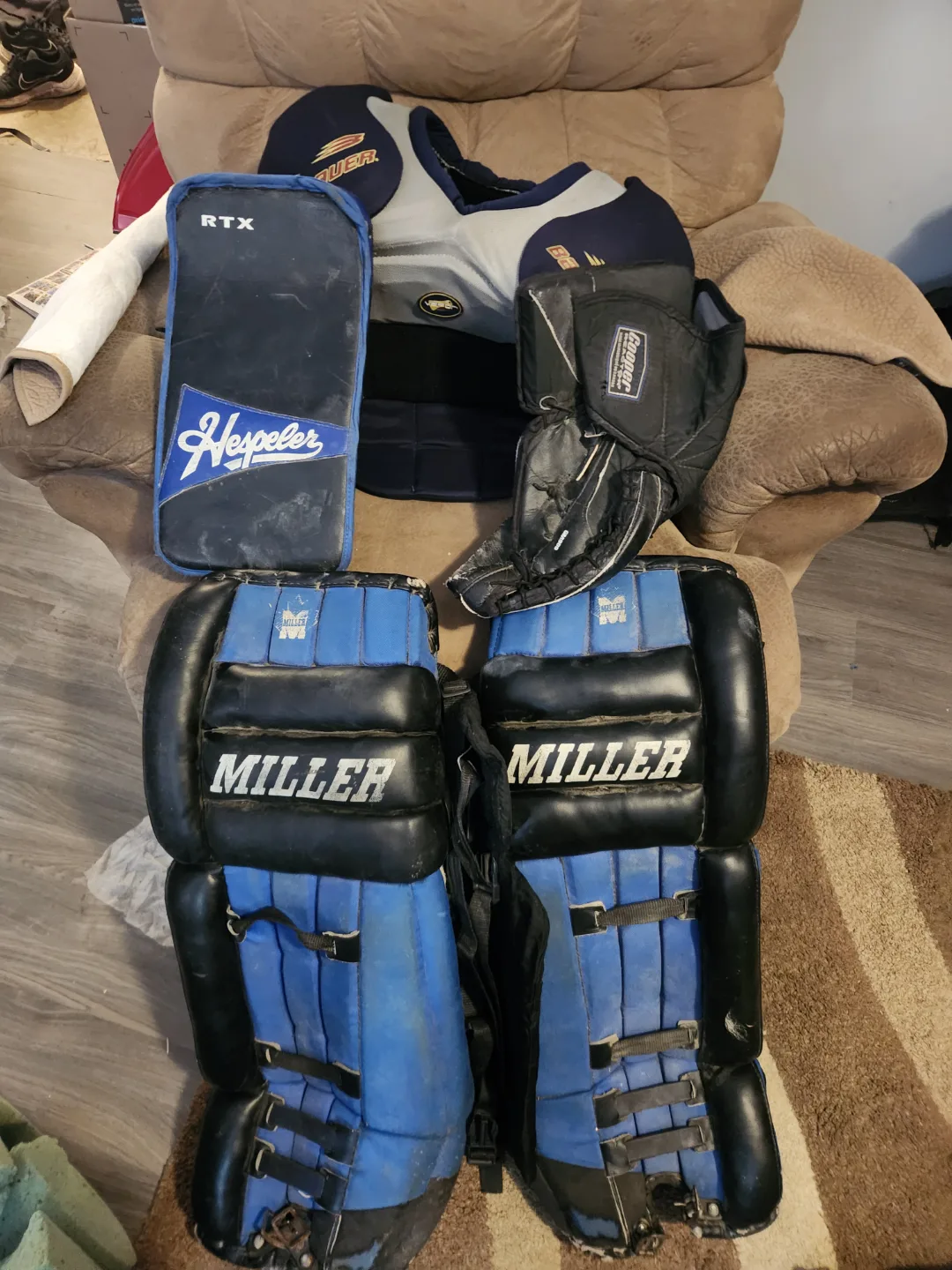 Vintage Miller Hockey Goalie Equipment Set