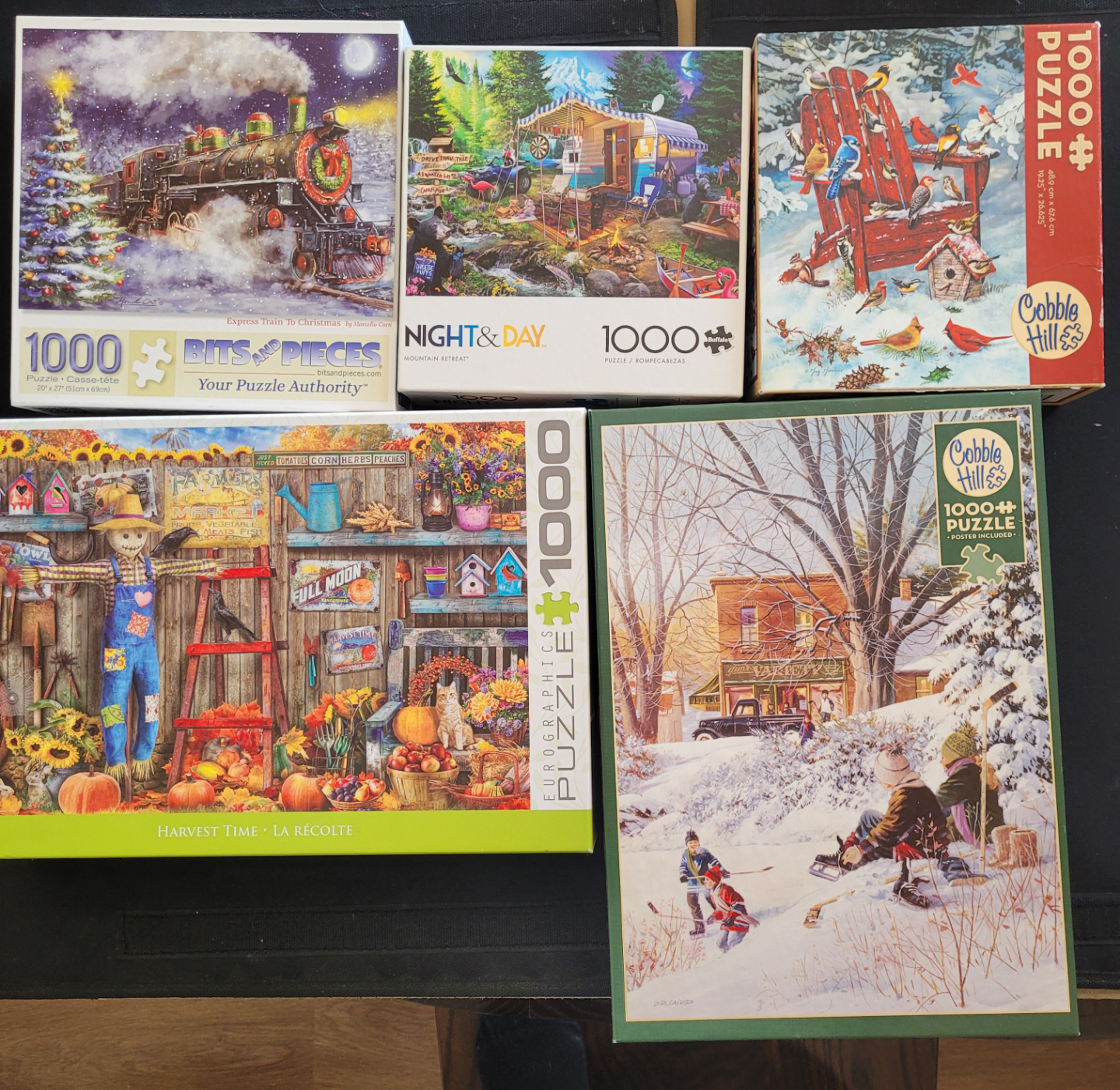 Five 1000-Piece Jigsaw Puzzles