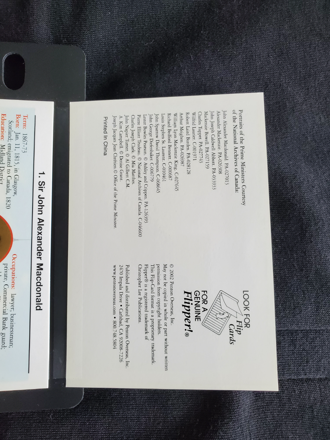Prime Ministers of Canada Flip-Card Set (Flipper) #freecycle - photo 4