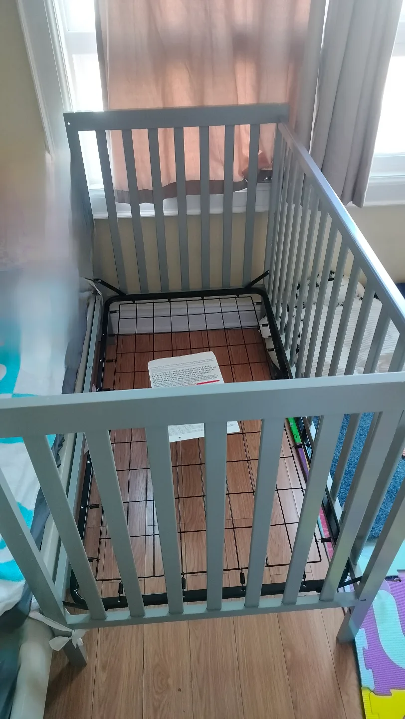 Baby Crib and Mattress Set - Grey Frame, Cloud Print Mattress image indicator(2)