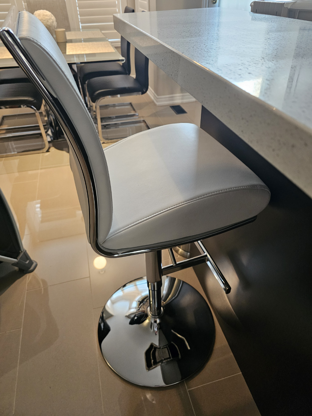 3 White Adjustable Height Bar Stools - photo 2