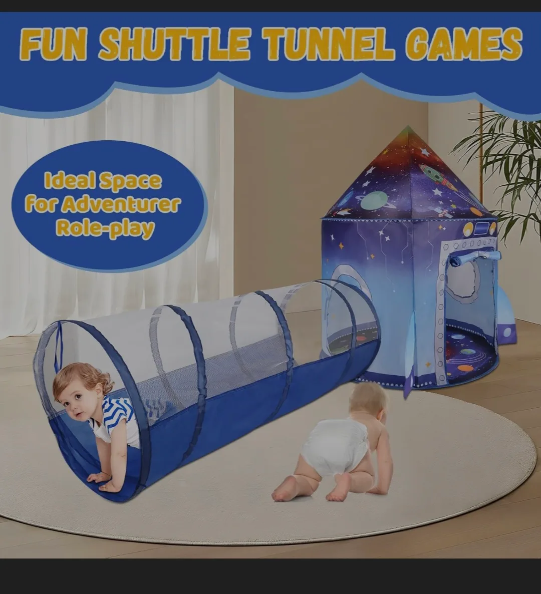 Kids Space Shuttle Play Tent and Tunnel thumbnail