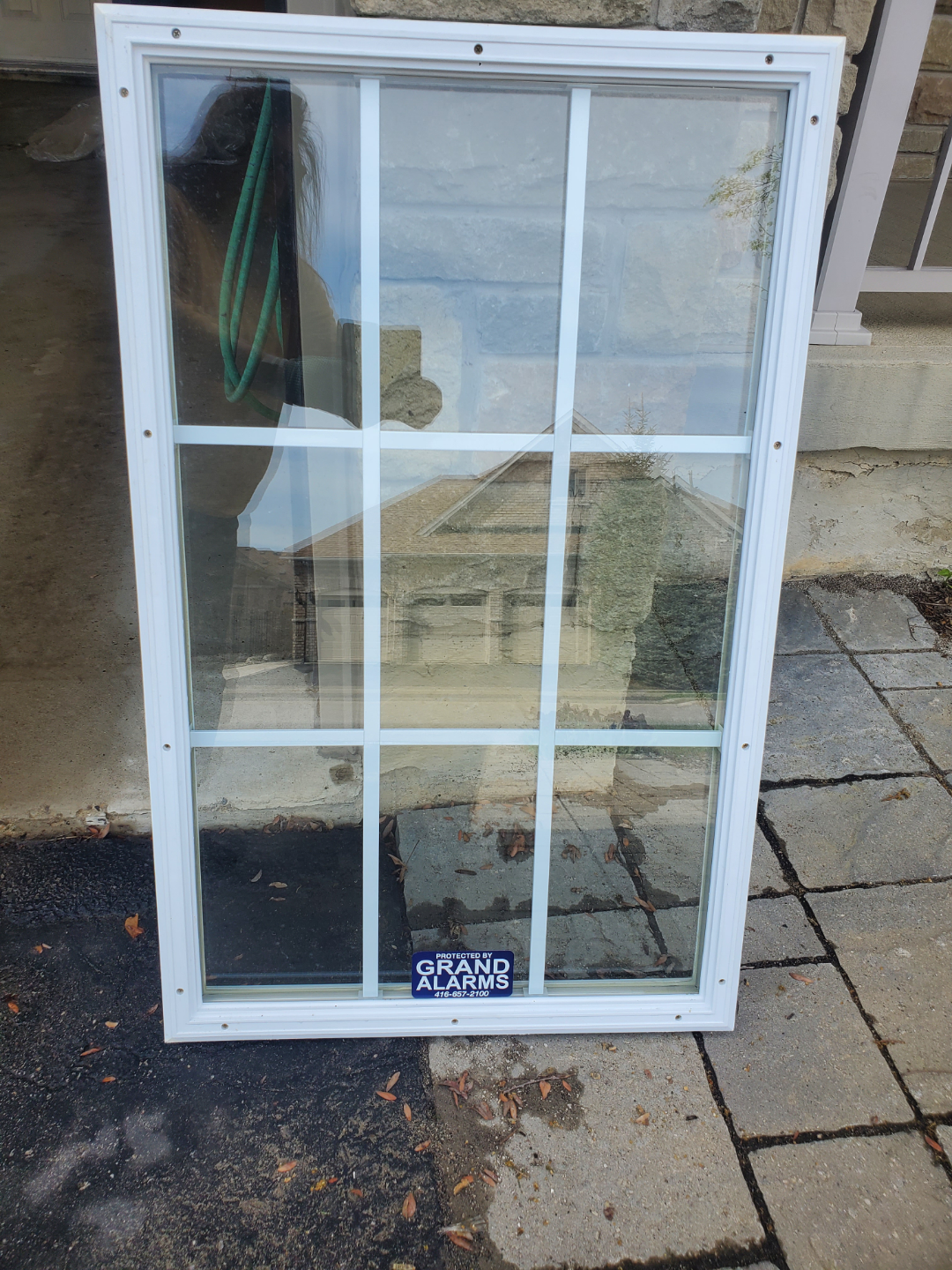 White framed glass door insert