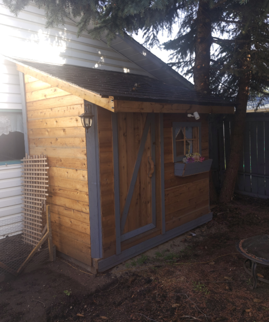 Wooden custom Garden Shed with window, with Interior Storage