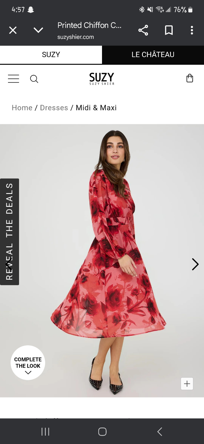 Suzy Shier Rose Floral Midi Dress