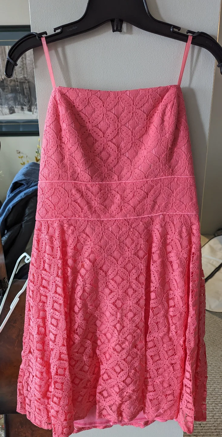 Le Chateau Coral Lace Dress Size Large 🏒 thumbnail