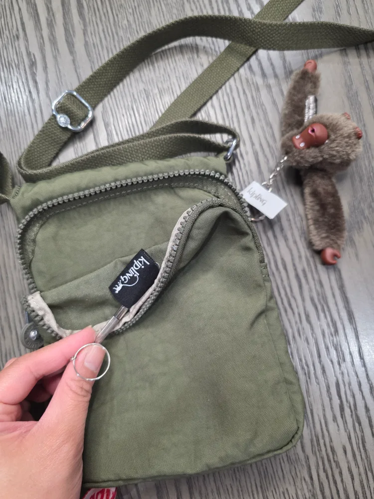 Kipling Green Crossbody Bag with Monkey Charm image indicator(5)