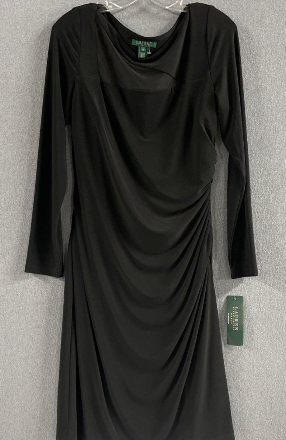 Ralph Lauren Black Draped Dress, Size 12