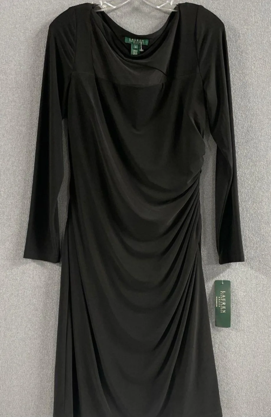 Ralph Lauren Black Draped Dress, Size 12 thumbnail