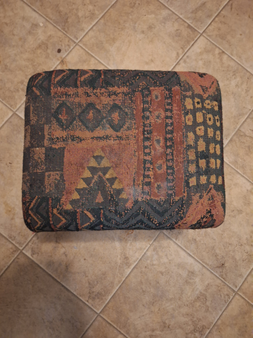 Vintage Southwestern Pattern Upholstered Ottoman Footrest - photo 2