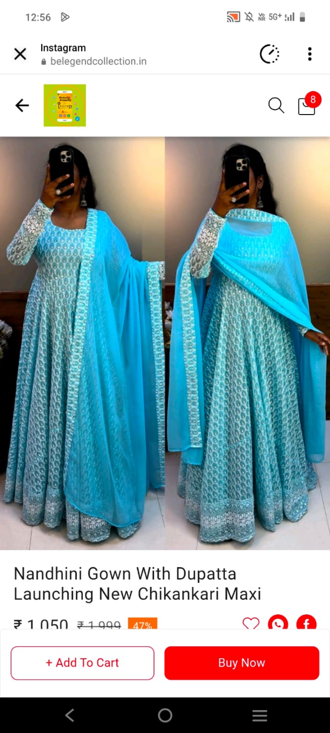 Nandhini Chikankari Maxi Gown with Dupatta