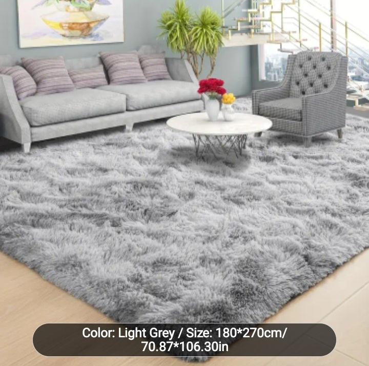 Fluffy Shag Rug - Light Grey - 180x270cm