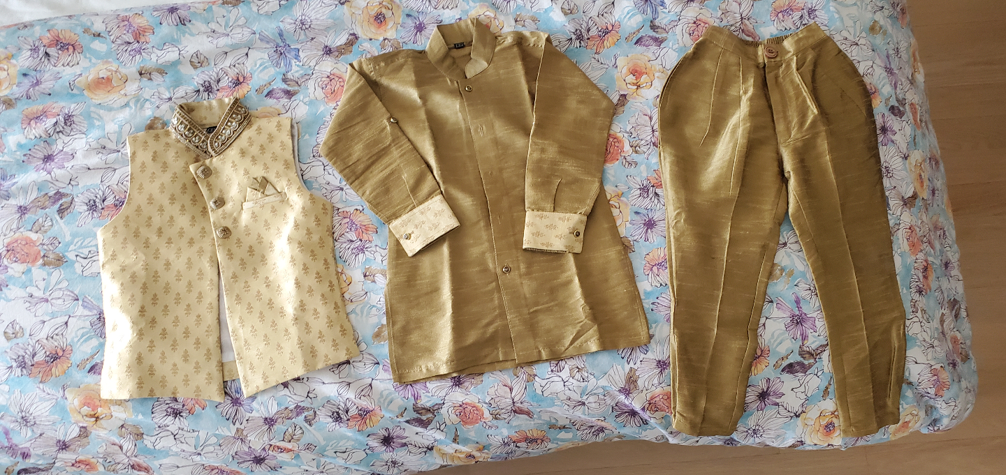 Kids' 3-Piece Traditional Indian Outfit - Gold