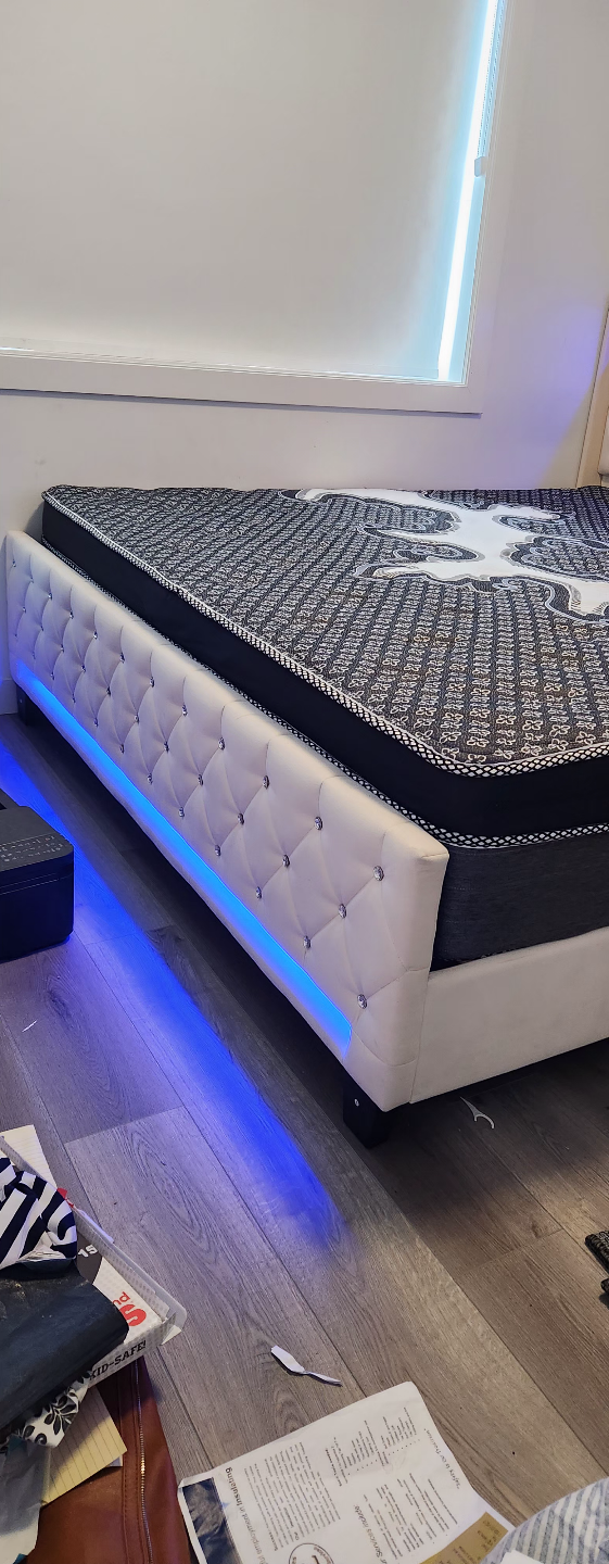 King Size Bed Frame with LED Lights and USB Ports - photo 2