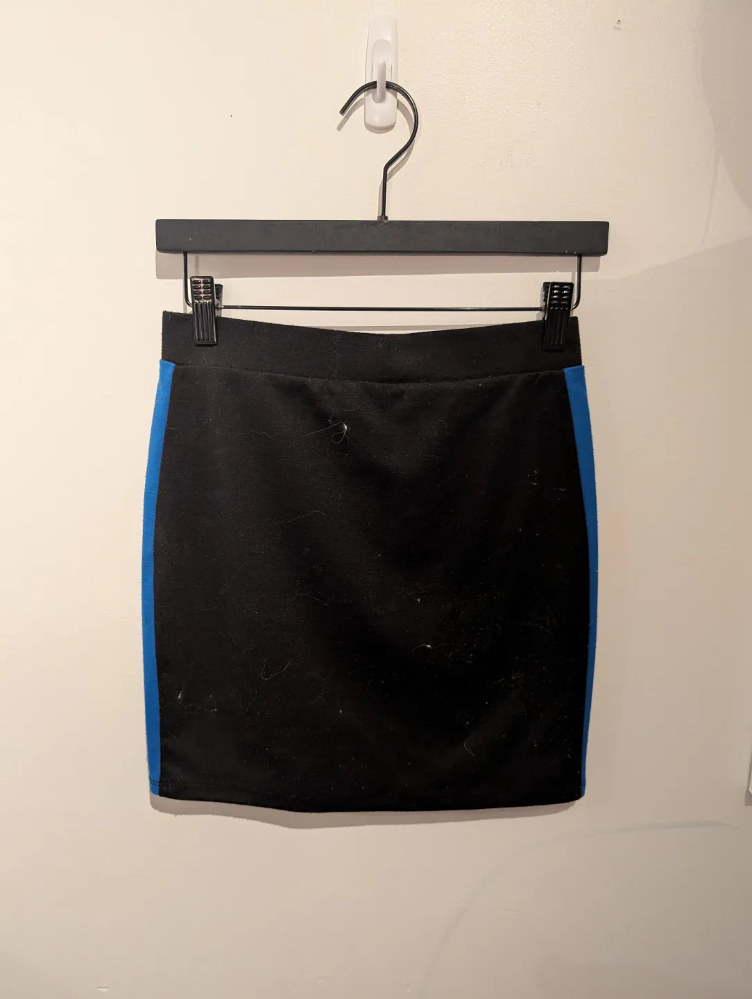 Forever 21 Black Mini Skirt with Blue Stripes thumbnail
