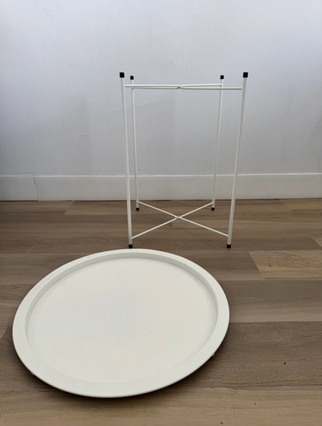White Metal Folding Side Table - photo 3